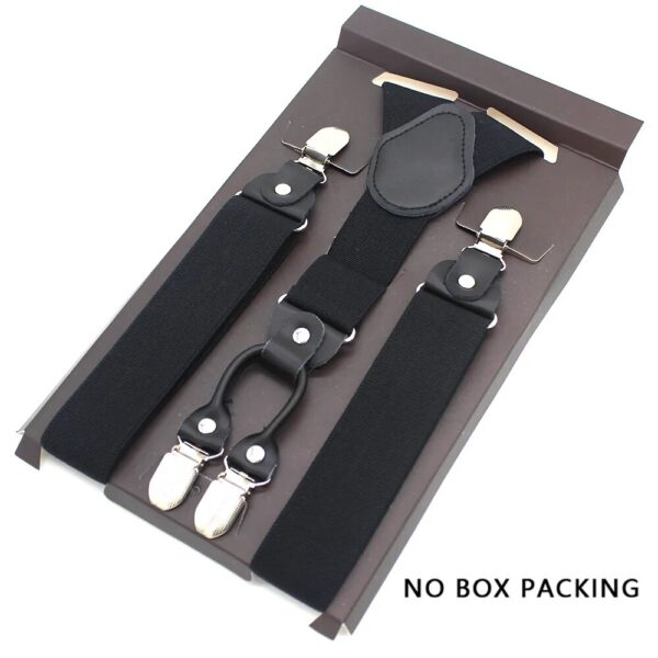 Leather Alloy Suspenders - 4 Clips Fashion Straps for Pants, Vintage Unisex Casual Suspender Trousers Strap, Ideal Husband's Gift - Image 6
