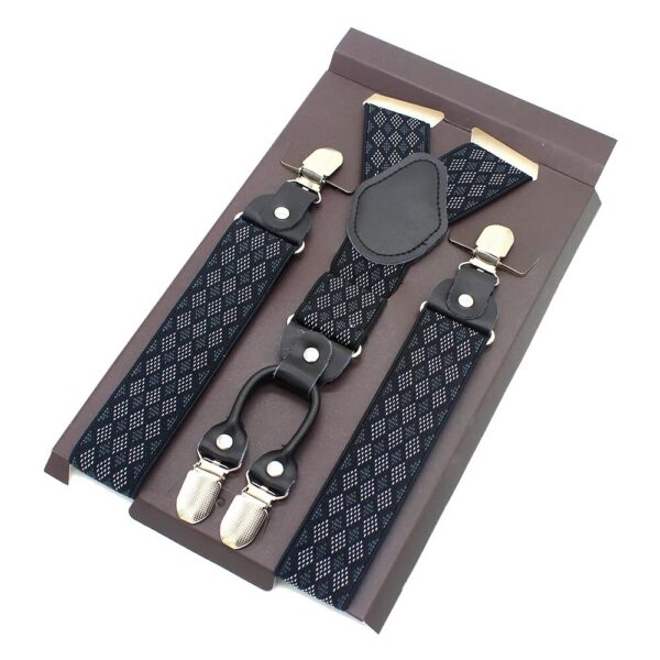 Leather Alloy Suspenders - 4 Clips Fashion Straps for Pants, Vintage Unisex Casual Suspender Trousers Strap, Ideal Husband's Gift