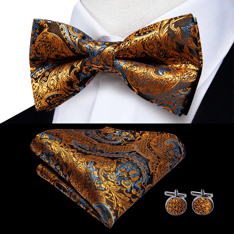 Straps For Pants - Luxury Silk Men's Suspenders with 6 Metal Clips, Bow Tie, Hanky, Cufflinks - Ideal for Weddings and Parties, Vintage and Elastic
