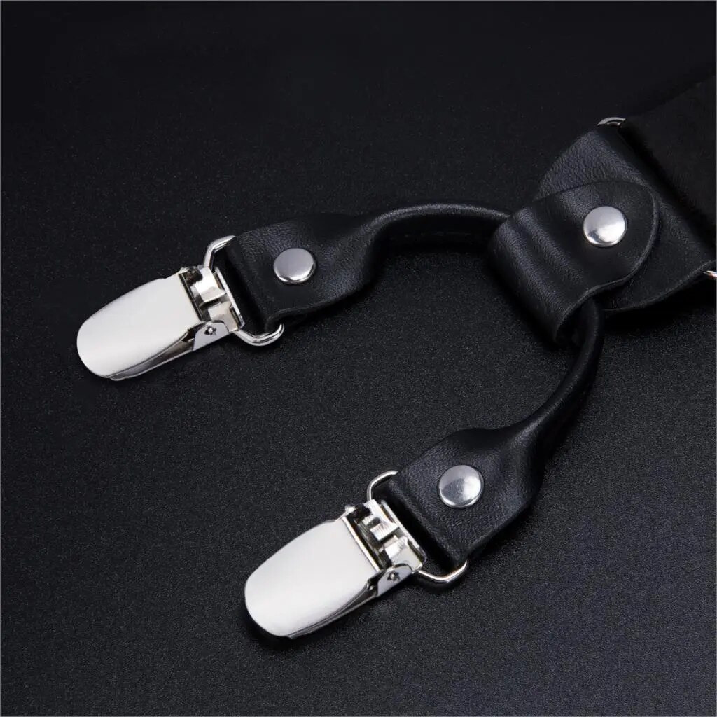 Straps For Pants - Luxury Silk Men's Suspenders with 6 Metal Clips, Bow Tie, Hanky, Cufflinks - Ideal for Weddings and Parties, Vintage and Elastic