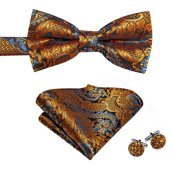 Straps For Pants - Luxury Silk Men's Suspenders with 6 Metal Clips, Bow Tie, Hanky, Cufflinks - Ideal for Weddings and Parties, Vintage and Elastic - Image 3