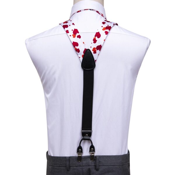 Straps For Pants - Luxury Silk Men's Suspenders with 6 Metal Clips, Bow Tie, Hanky, Cufflinks - Ideal for Weddings and Parties, Vintage and Elastic - Image 5