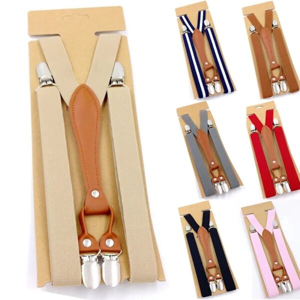 Straps For Pants - Fashion Suspenders for Men and Women, Leather Trimmed End, Y Back, Adjustable Elastic Trouser Braces, Ideal for Wedding Party