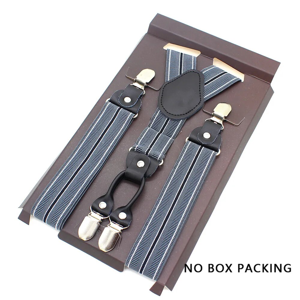 Leather Alloy Suspenders - 4 Clips Fashion Straps for Pants, Vintage Unisex Casual Suspender Trousers Strap, Ideal Husband's Gift