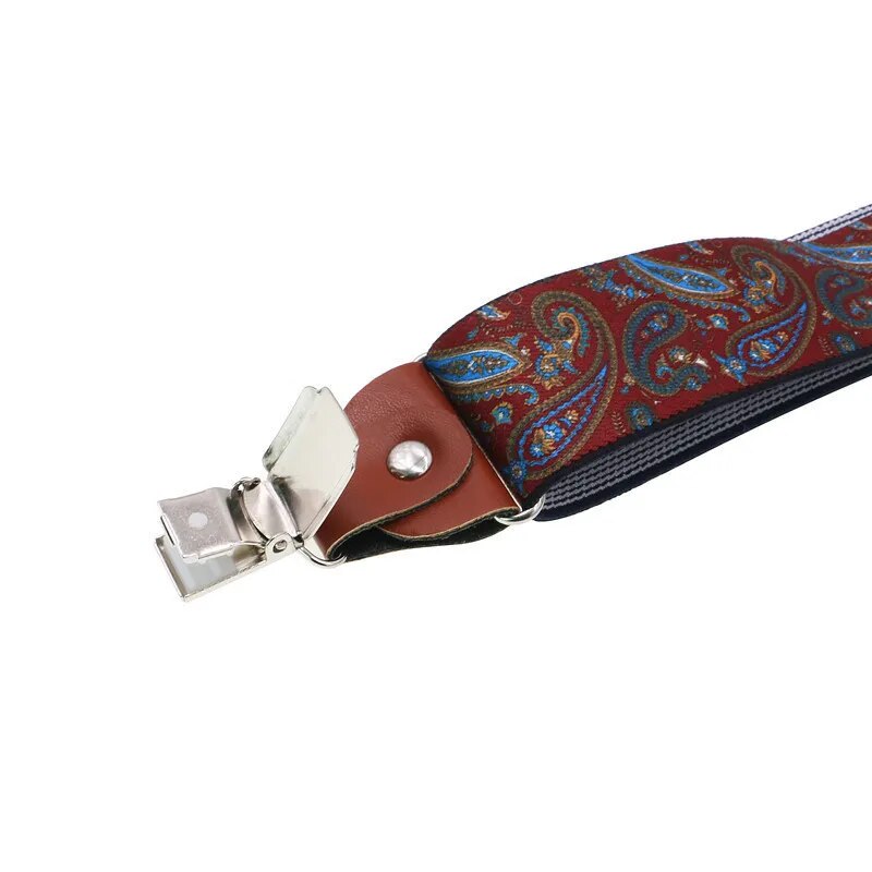 Fashion Suspenders - 4 Clips Leather Alloy Straps for Pants, Vintage Unisex Casual Suspender Trousers Strap - Ideal Husband's Gift