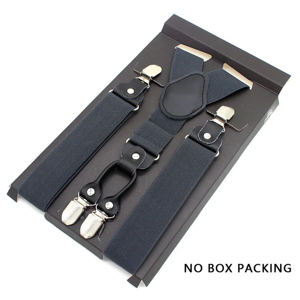 Leather Alloy Suspenders - 4 Clips Fashion Straps for Pants, Vintage Unisex Casual Suspender Trousers Strap, Ideal Husband's Gift