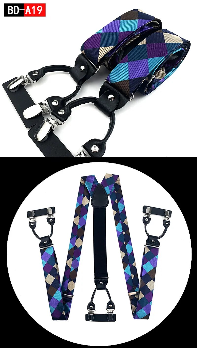 Straps For Pants - Men's Fashion Accessories Suspenders, 3.5cm Wide, Y-Back, 6 Clips, Wedding Party Event Gifts for Dad Father Husband