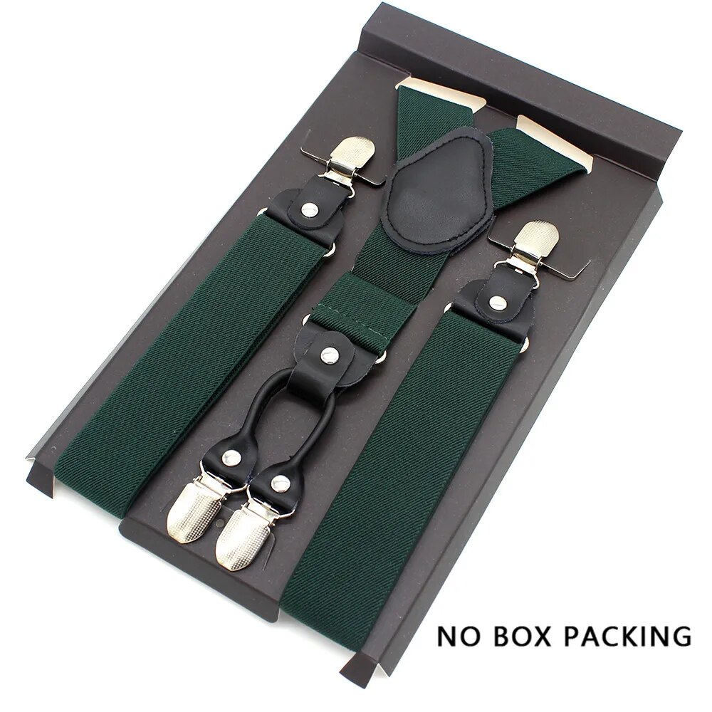 Leather Alloy Suspenders - 4 Clips Fashion Straps for Pants, Vintage Unisex Casual Suspender Trousers Strap, Ideal Husband's Gift