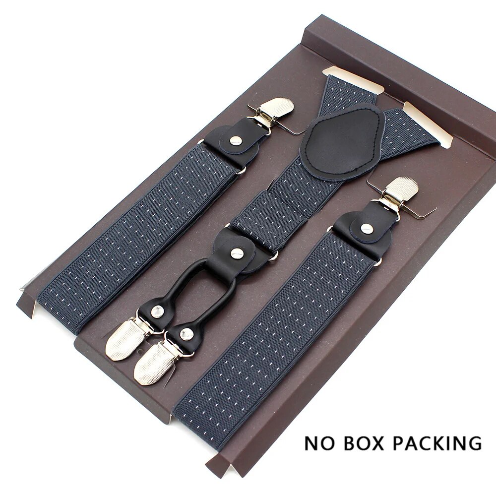 Leather Alloy Suspenders - 4 Clips Fashion Straps for Pants, Vintage Unisex Casual Suspender Trousers Strap, Ideal Husband's Gift