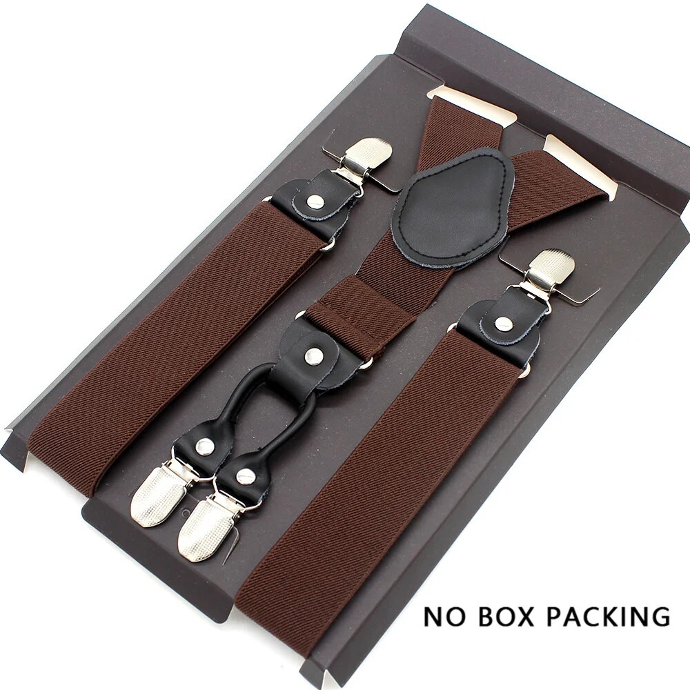 Leather Alloy Suspenders - 4 Clips Fashion Straps for Pants, Vintage Unisex Casual Suspender Trousers Strap, Ideal Husband's Gift