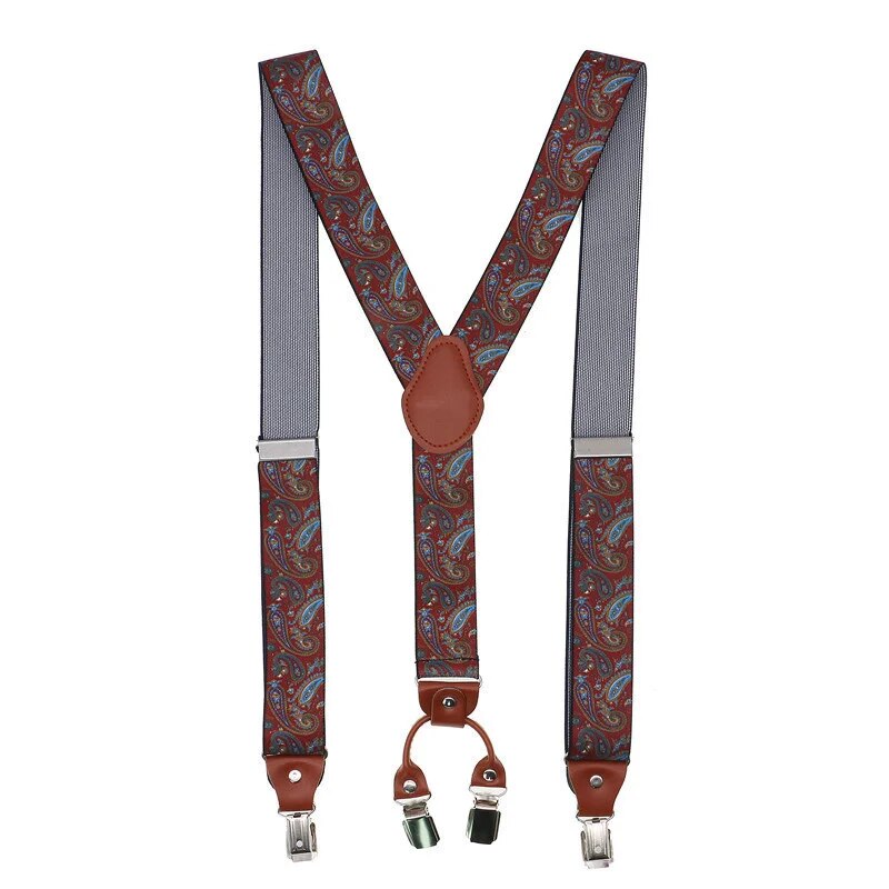 Fashion Suspenders - 4 Clips Leather Alloy Straps for Pants, Vintage Unisex Casual Suspender Trousers Strap - Ideal Husband's Gift