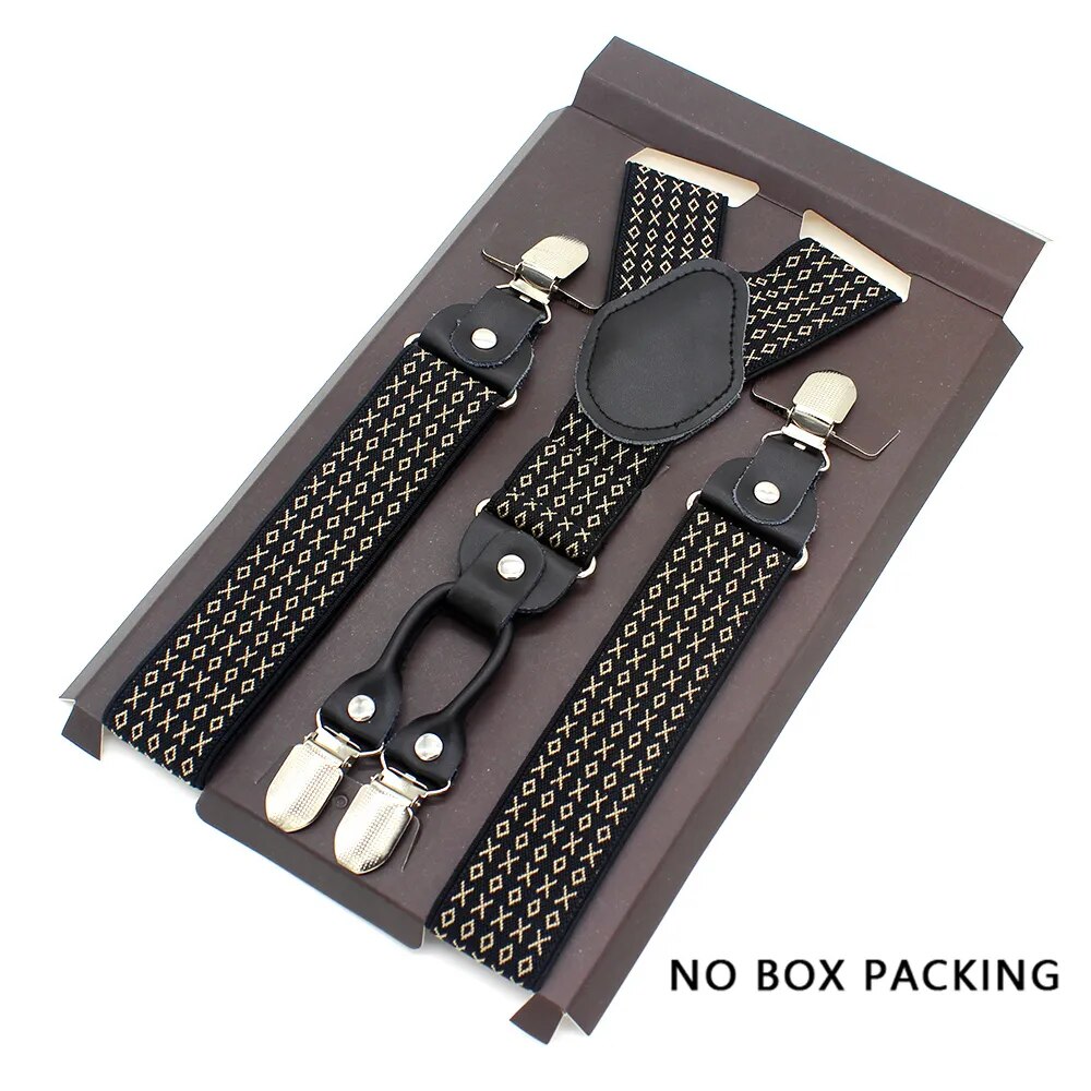 Leather Alloy Suspenders - 4 Clips Fashion Straps for Pants, Vintage Unisex Casual Suspender Trousers Strap, Ideal Husband's Gift