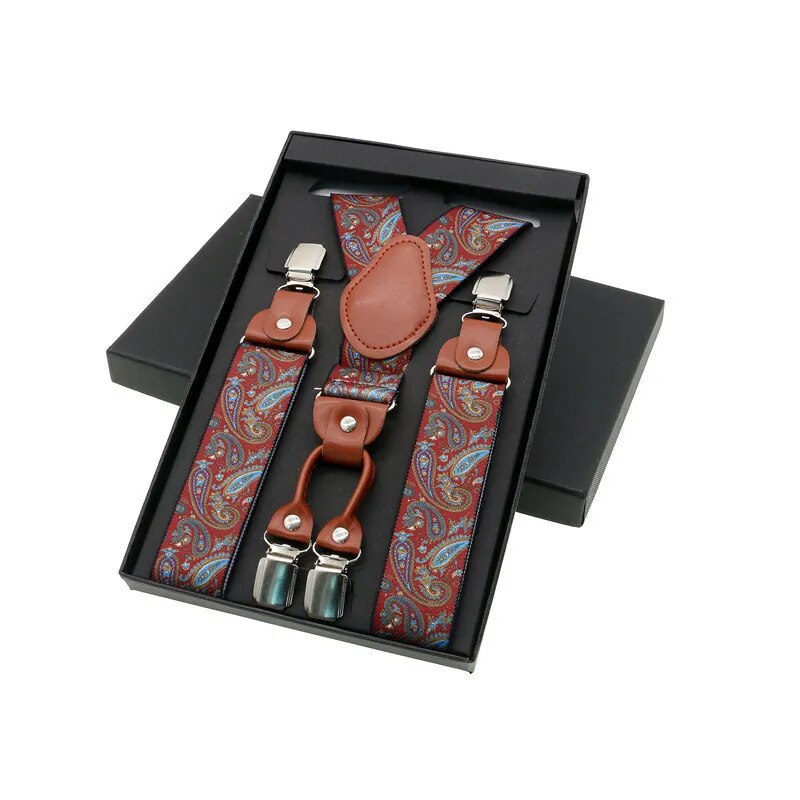 Fashion Suspenders - 4 Clips Leather Alloy Straps for Pants, Vintage Unisex Casual Suspender Trousers Strap - Ideal Husband's Gift