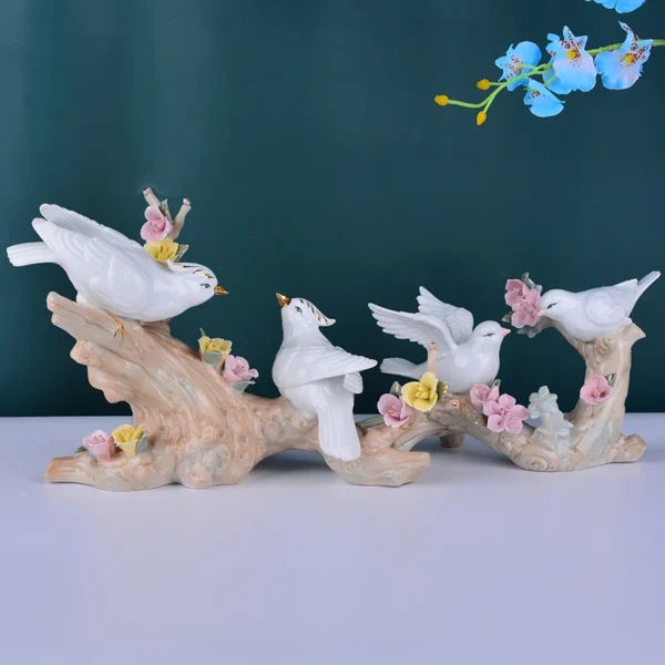 Ceramic Hummingbird Figurines Charming Home Decor and Gift Accessories Featuring Delicate Flower Birds - Image 3