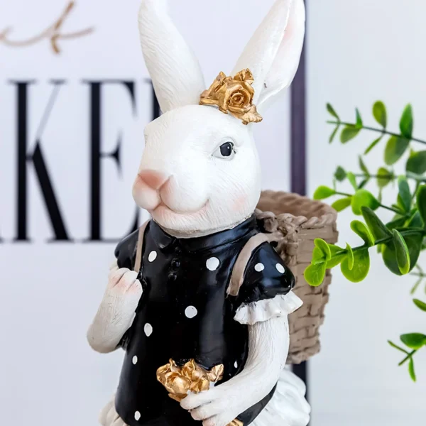 Rabbit Figurine Family Artistic Pastoral Palace Décor for Home, Bedroom, Living Room, Porch - Easter Bunny Resin Crafts Ideal for Kids' Gifts - Image 5