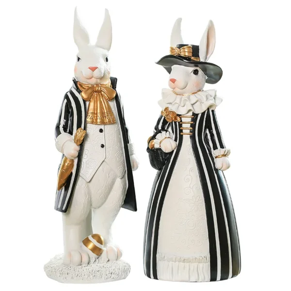 Rabbit Figurine Family Artistic Pastoral Palace Décor for Home, Bedroom, Living Room, Porch - Easter Bunny Resin Crafts Ideal for Kids' Gifts