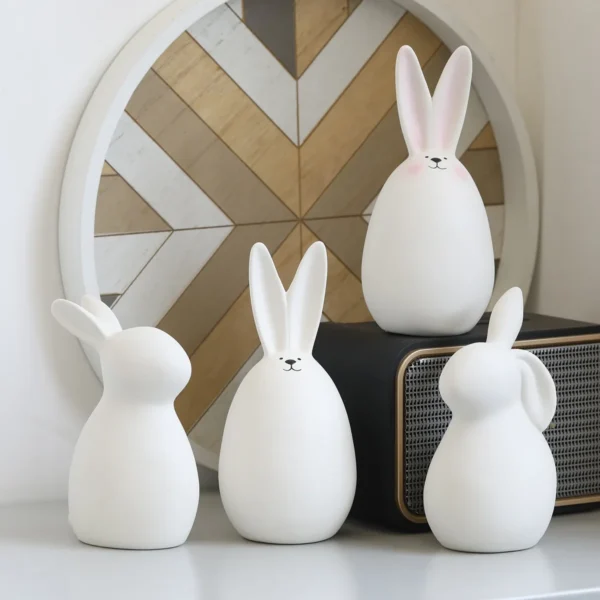 Charming Rabbit Figurines Adorable Ceramic Sculptures for Easter, Nordic Home Decor, and Garden Ornaments - Image 2