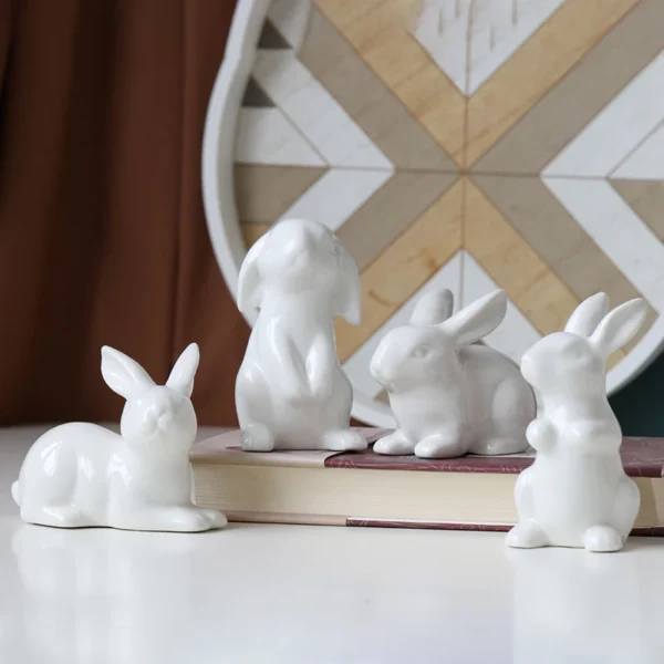 Charming Rabbit Figurines Adorable Ceramic Sculptures for Easter, Nordic Home Decor, and Garden Ornaments - Image 3