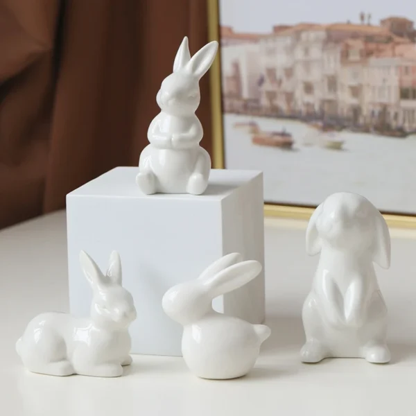 Charming Rabbit Figurines Adorable Ceramic Sculptures for Easter, Nordic Home Decor, and Garden Ornaments - Image 4