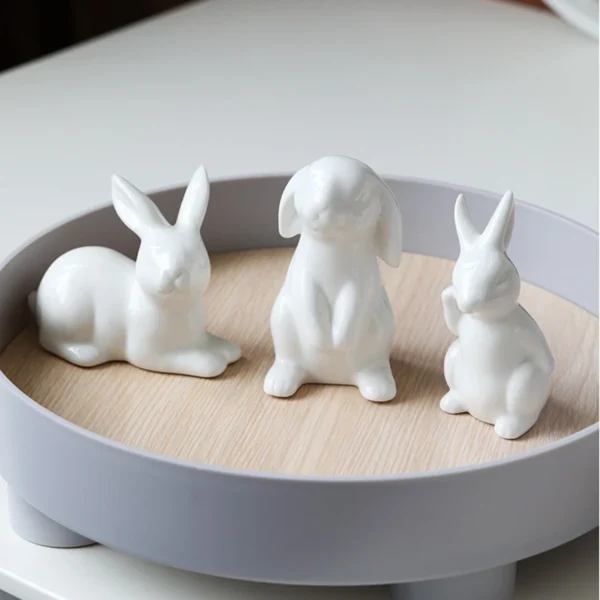 Charming Rabbit Figurines Adorable Ceramic Sculptures for Easter, Nordic Home Decor, and Garden Ornaments - Image 5