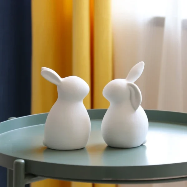 Charming Rabbit Figurines Adorable Ceramic Sculptures for Easter, Nordic Home Decor, and Garden Ornaments