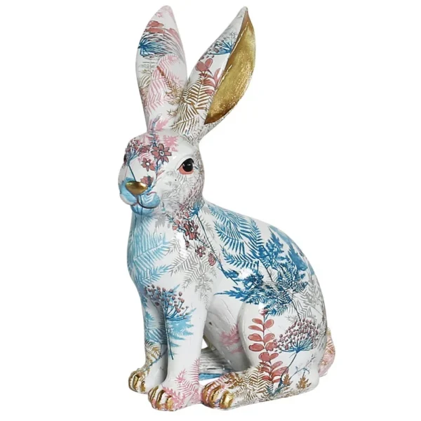 Nordic-Styled Rabbit Figurine Adorable Painted Jade Ornaments in Resin, Perfect for Creative Living Room Gifts and Crafts