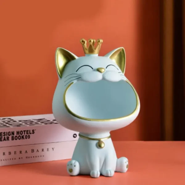 Cat Ornaments Fortune Crown Big Mouth Cat Key Storage Tray, Elegant Housewarming Sculpture Gift with Light Luxury Decorative Touch - Image 3