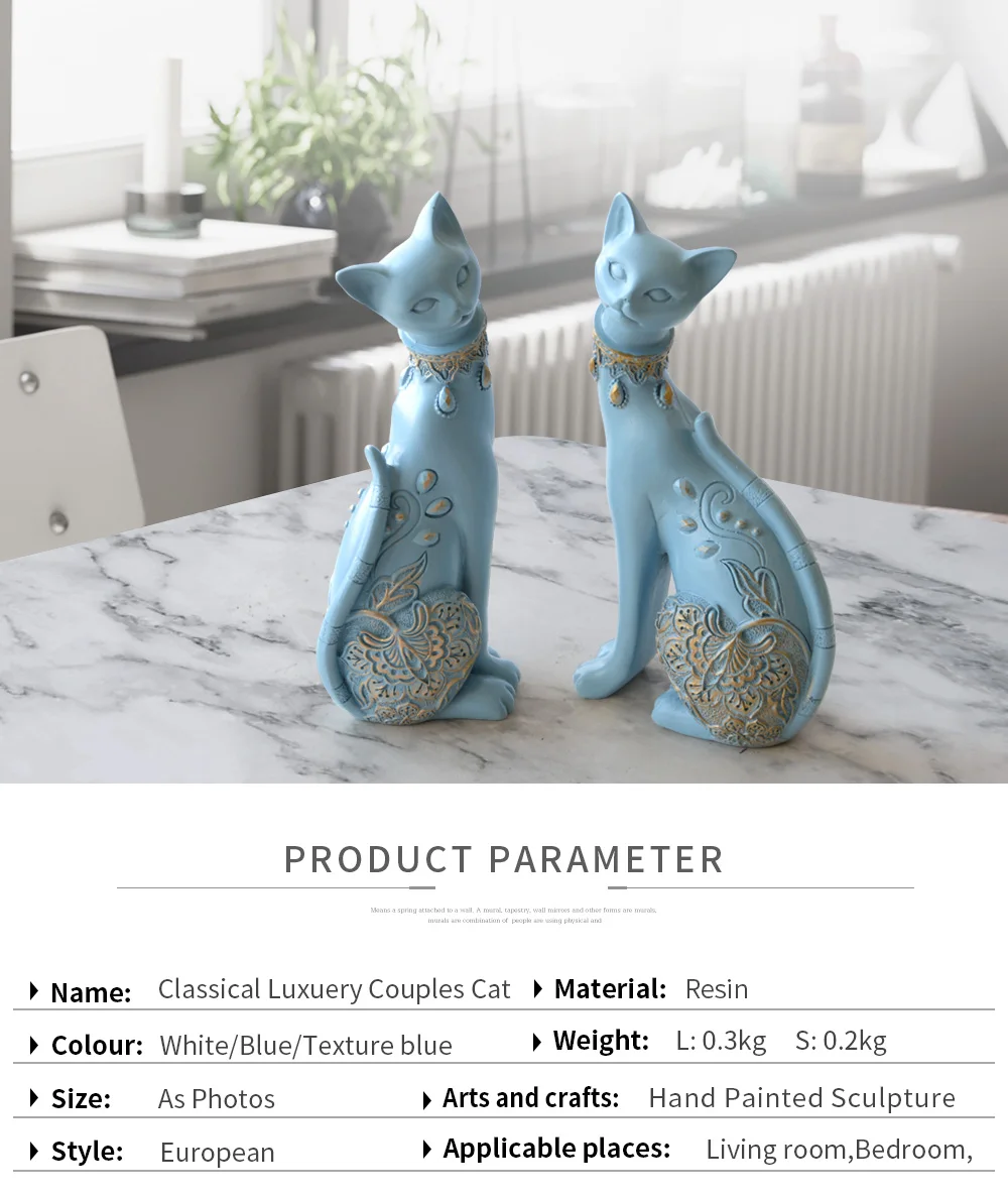 Charming Pair of Cat Ornaments: European Creative Wedding Gift and Home Decor Sculpture Set