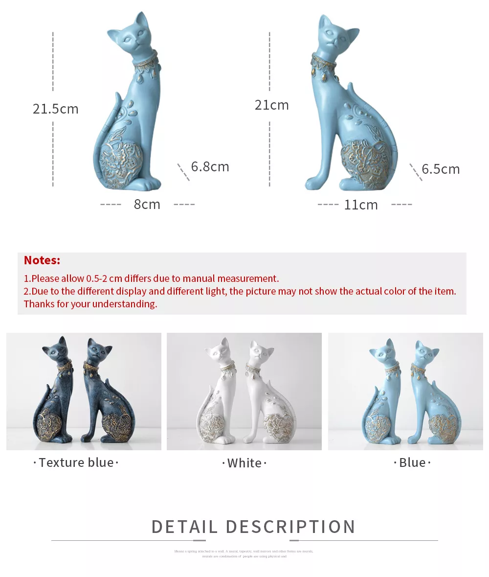 Charming Pair of Cat Ornaments: European Creative Wedding Gift and Home Decor Sculpture Set