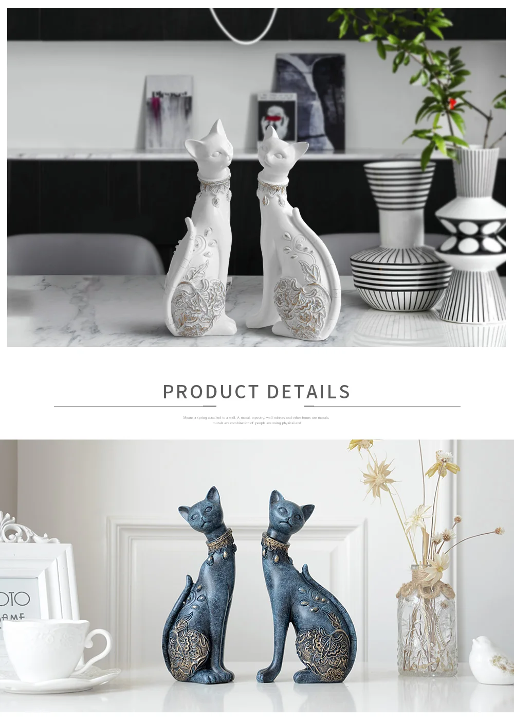 Charming Pair of Cat Ornaments: European Creative Wedding Gift and Home Decor Sculpture Set