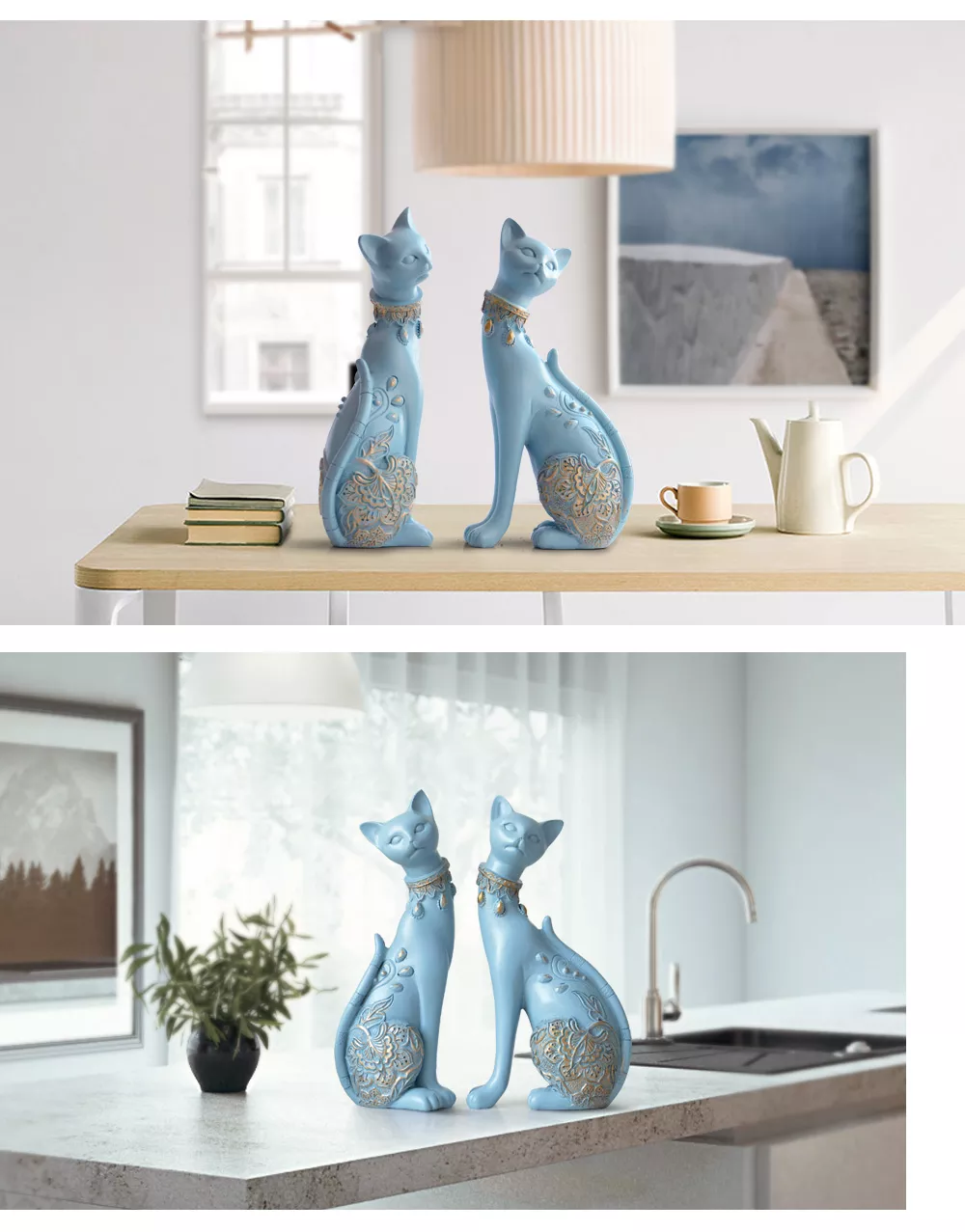 Charming Pair of Cat Ornaments: European Creative Wedding Gift and Home Decor Sculpture Set