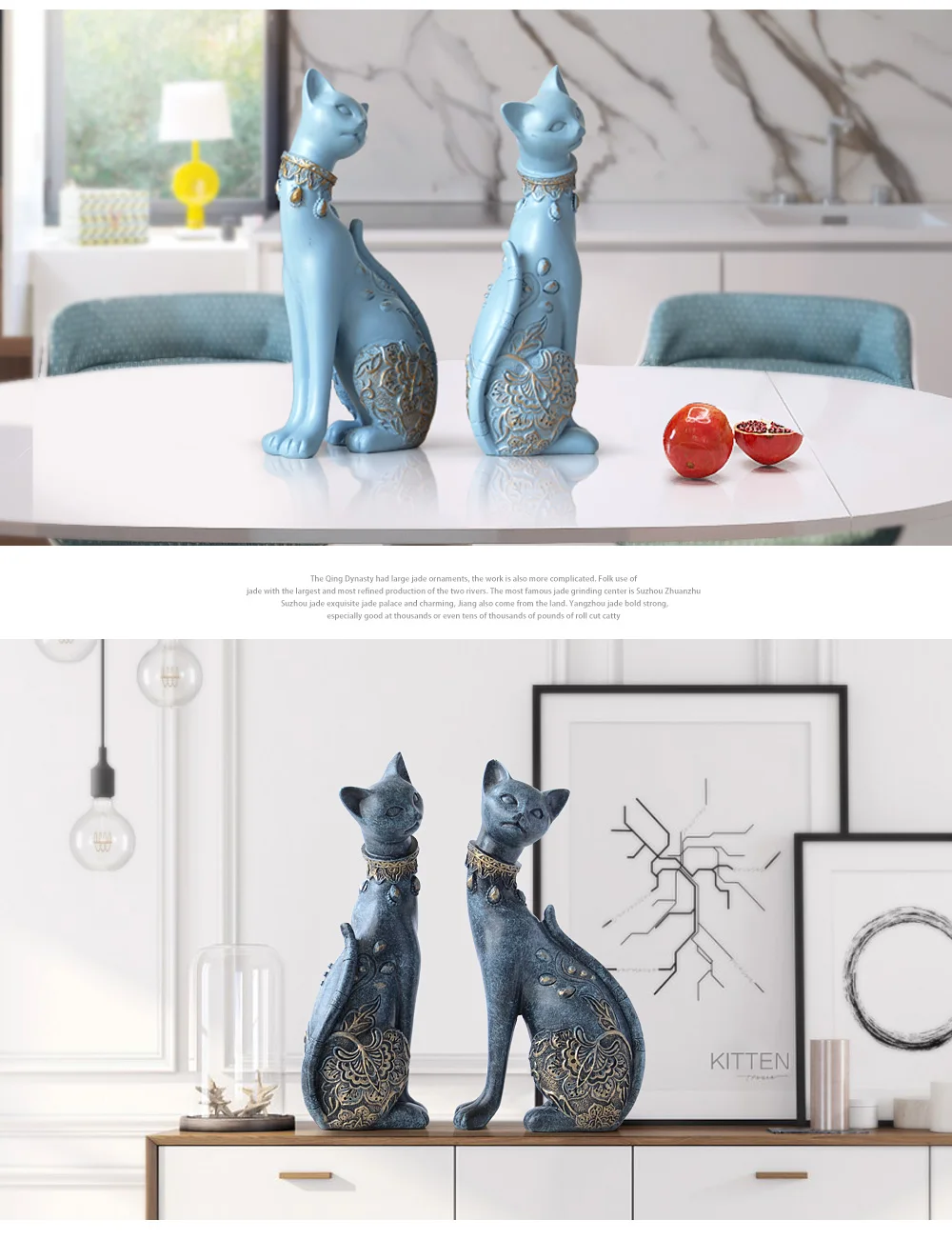 Charming Pair of Cat Ornaments: European Creative Wedding Gift and Home Decor Sculpture Set