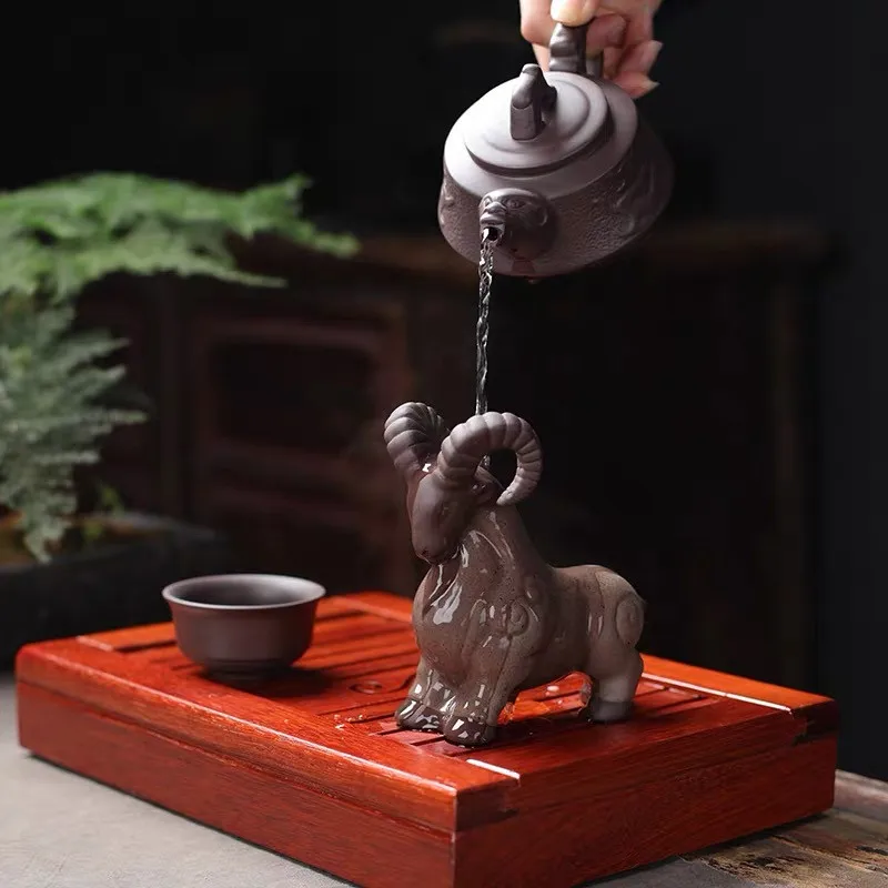 Artistic Home Decor Ceramic Animal Figurines, Tea Tray Accessories Unique Sheep Ornaments for a Charming Ambiance