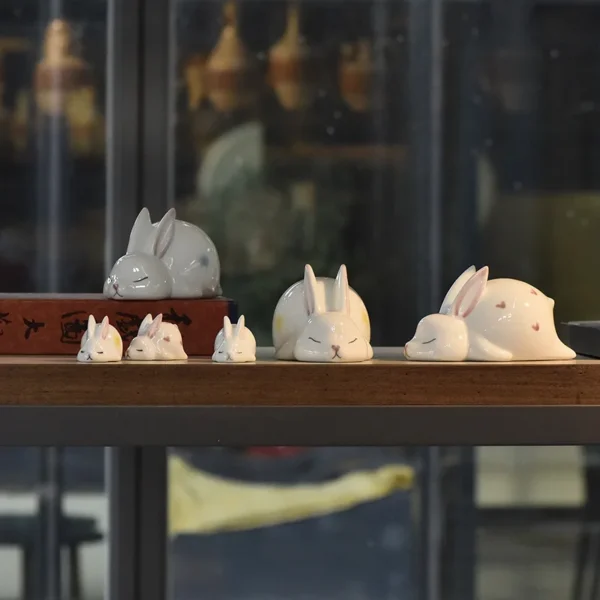 Chic Rabbit Figurine Modern Ceramic Ornament for Home Decor, Bedroom, Study, Wedding Gifts, Desk, and Kawaii Accessories - Image 4