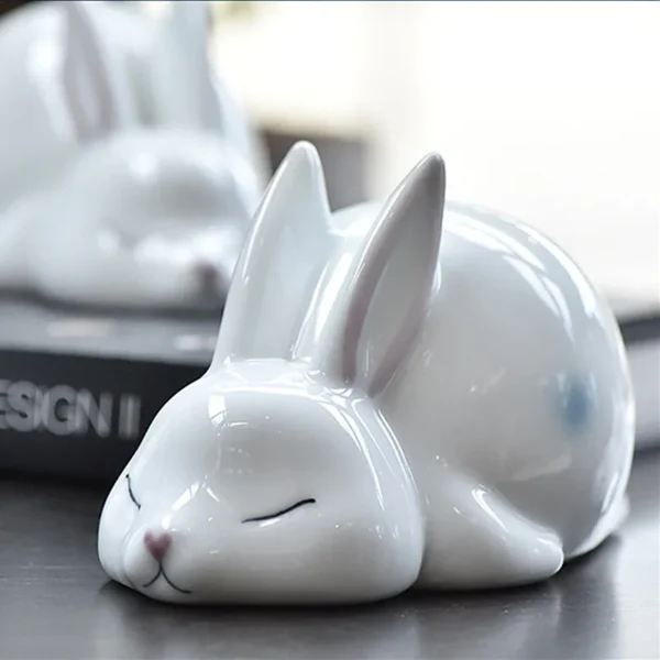 Chic Rabbit Figurine Modern Ceramic Ornament for Home Decor, Bedroom, Study, Wedding Gifts, Desk, and Kawaii Accessories