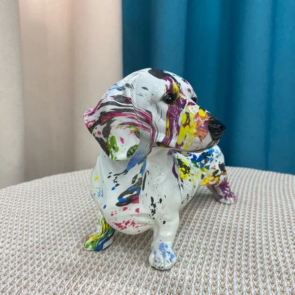 Charming Resin Dachshund Dog Statue A Vibrant Graffiti Art Collectible for Stylish Interior Decor in Your Home, Living Room, or Desktop Display - Image 3