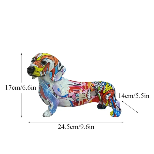 Charming Resin Dachshund Dog Statue A Vibrant Graffiti Art Collectible for Stylish Interior Decor in Your Home, Living Room, or Desktop Display - Image 5