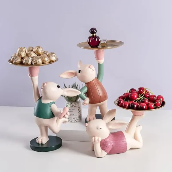 Nordic Creative Rabbit Figurine Tray Adorable Living Room and Entrance Décor for Stylish Key Storage - Perfect Housewarming and New Home Gifts - Image 2