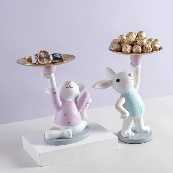 Nordic Creative Rabbit Figurine Tray Adorable Living Room and Entrance Décor for Stylish Key Storage - Perfect Housewarming and New Home Gifts - Image 3