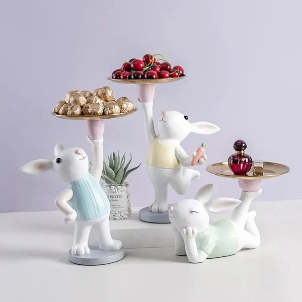 Nordic Creative Rabbit Figurine Tray Adorable Living Room and Entrance Décor for Stylish Key Storage - Perfect Housewarming and New Home Gifts - Image 6