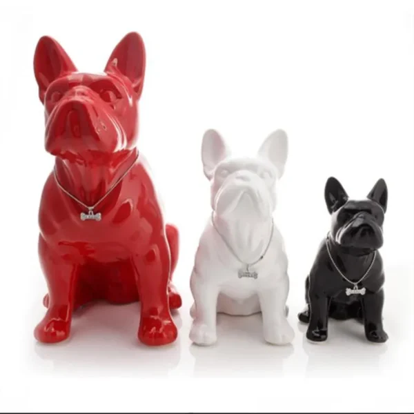 Nordic-Inspired French Bulldog Dog Statue Exquisite Resin Craftsmanship for Home Decor, a Distinctive Animal Ornament and Living Room Sculpture
