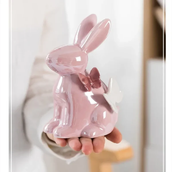Adorable Rabbit Figurine Ceramic Home Decor Accent with Butterfly Details - Perfect Aesthetic Ornament for Kawaii Room Decor and Ideal Christmas Gift Accessory - Image 3