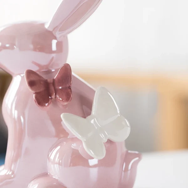 Adorable Rabbit Figurine Ceramic Home Decor Accent with Butterfly Details - Perfect Aesthetic Ornament for Kawaii Room Decor and Ideal Christmas Gift Accessory - Image 5