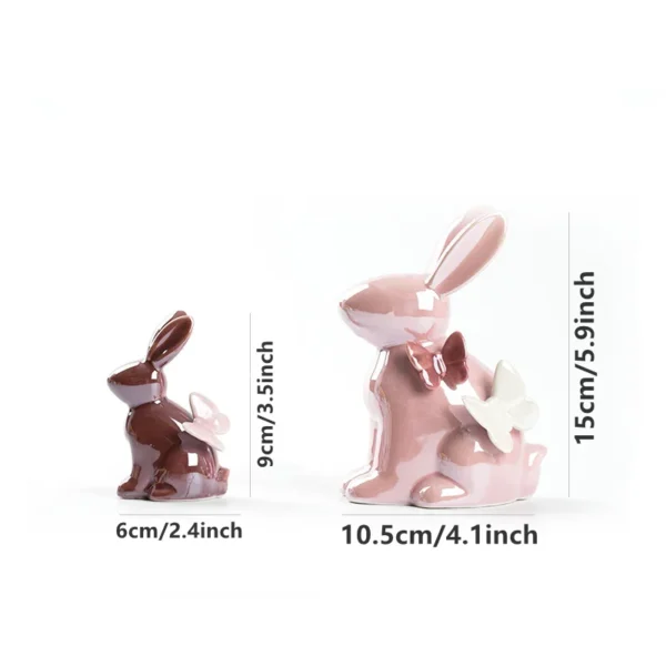 Adorable Rabbit Figurine Ceramic Home Decor Accent with Butterfly Details - Perfect Aesthetic Ornament for Kawaii Room Decor and Ideal Christmas Gift Accessory - Image 6
