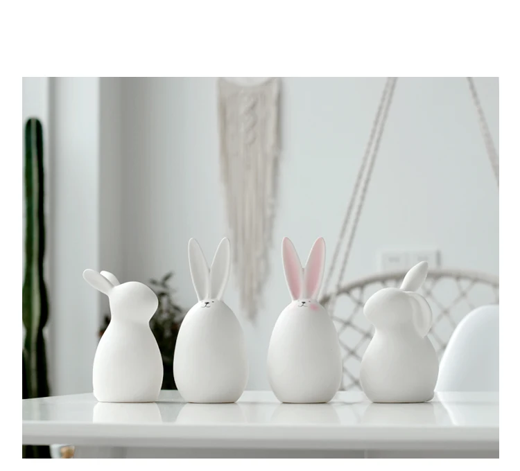 Charming Rabbit Figurines Adorable Ceramic Sculptures for Easter, Nordic Home Decor, and Garden Ornaments