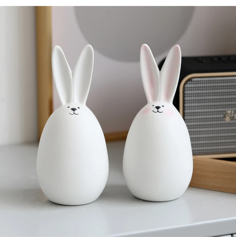 Charming Rabbit Figurines Adorable Ceramic Sculptures for Easter, Nordic Home Decor, and Garden Ornaments