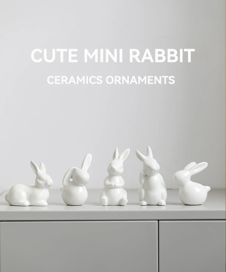 Charming Rabbit Figurines Adorable Ceramic Sculptures for Easter, Nordic Home Decor, and Garden Ornaments
