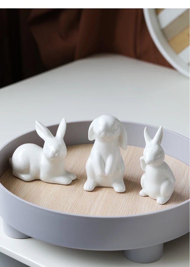 Charming Rabbit Figurines Adorable Ceramic Sculptures for Easter, Nordic Home Decor, and Garden Ornaments