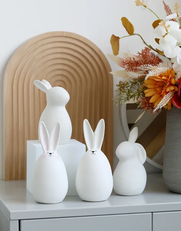 Charming Rabbit Figurines Adorable Ceramic Sculptures for Easter, Nordic Home Decor, and Garden Ornaments - Image 6