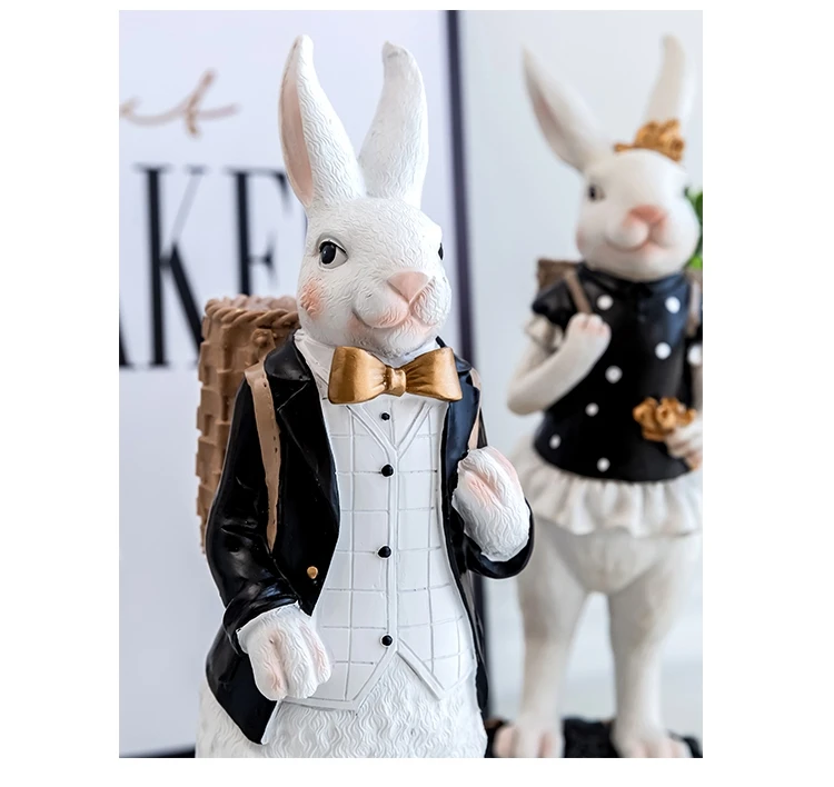 Rabbit Figurine Family Artistic Pastoral Palace Décor for Home, Bedroom, Living Room, Porch - Easter Bunny Resin Crafts Ideal for Kids' Gifts